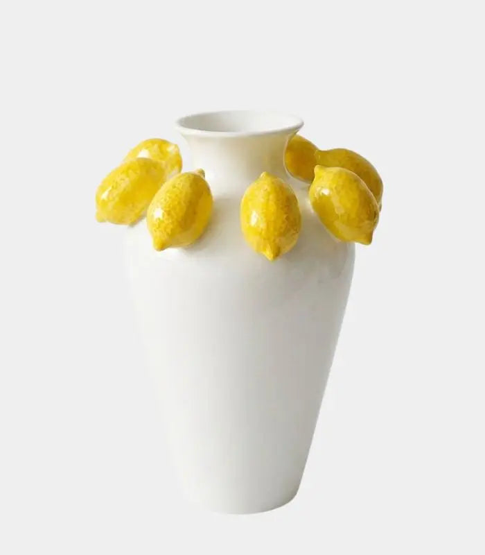 Limoncello Porcelain Vase – White with Sculptural Lemon Detail