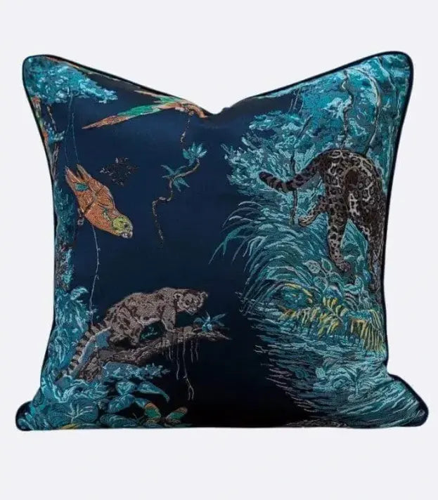 Cushion Cover Wild Life Pillow Case Embroidered Jacquard
