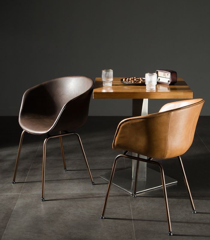 Modern Leather Dining Armchair 80cm