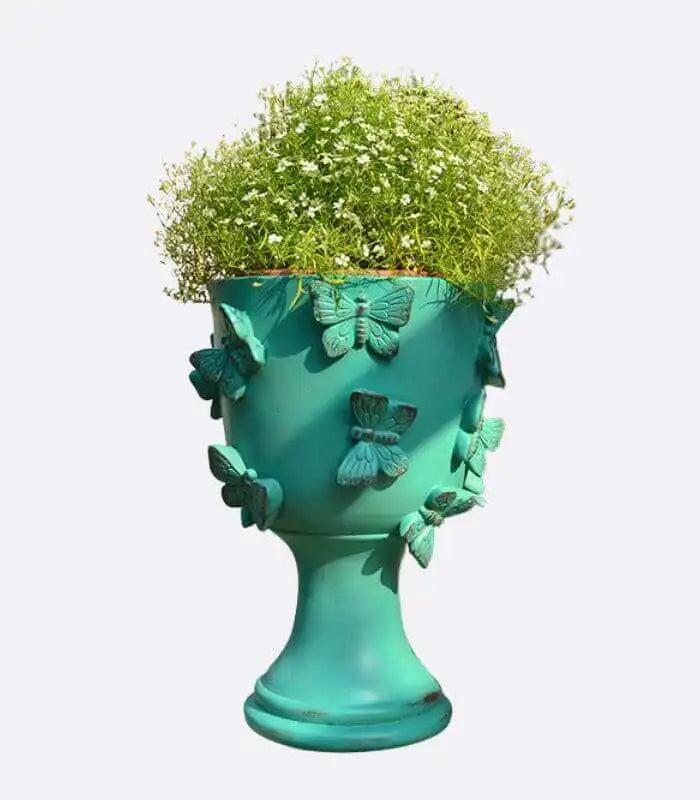 Plant Pot Planter Decorated with Butterflies 30 cm (11.8 in) Resin