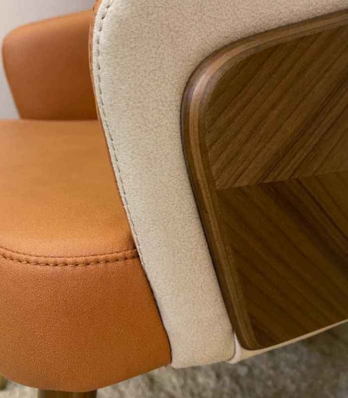 Hollyfield Modern Wood & Leather Dining Armchair 70cm