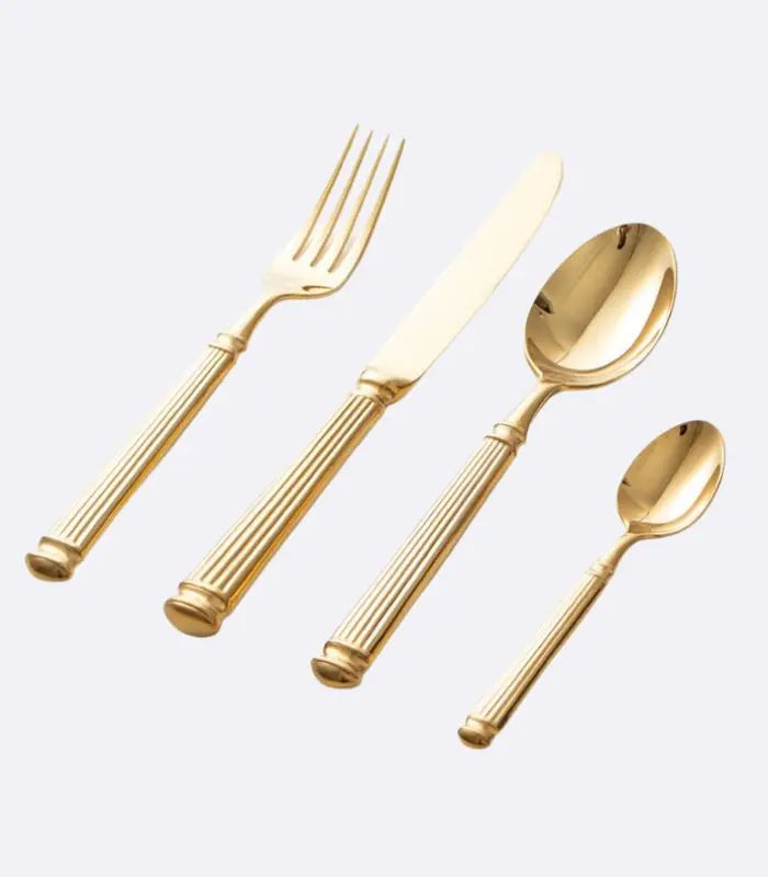 Set of 16 Pcs Aristocrat Flatware Cutlery Set 304 Stainless Steel Gold