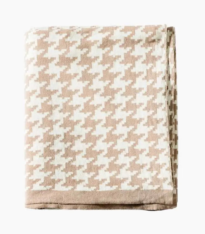 Houndstooth Throw Blanket Soft Cotton Large 150x200cm ( 59.1 x 78.7 in)
