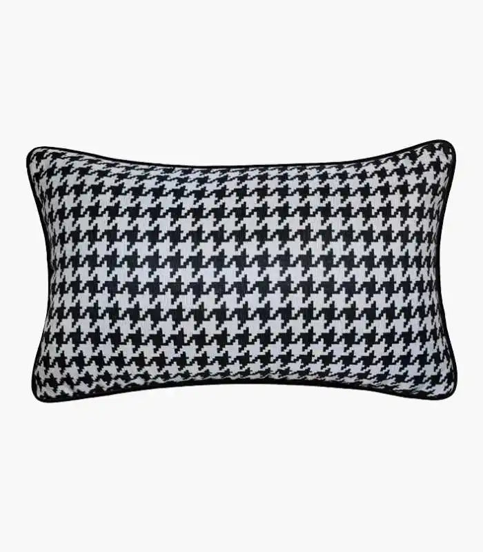 Houndstooth Woven Cushion Cover Black & White 30x50cm