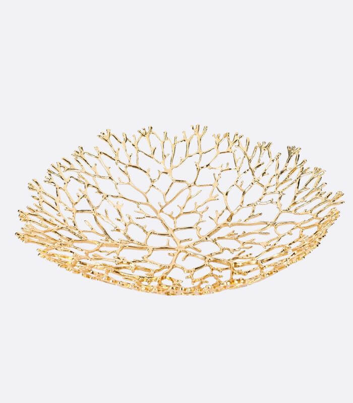 Fruit Bowl Decorative Plate Metal Gold 25cm