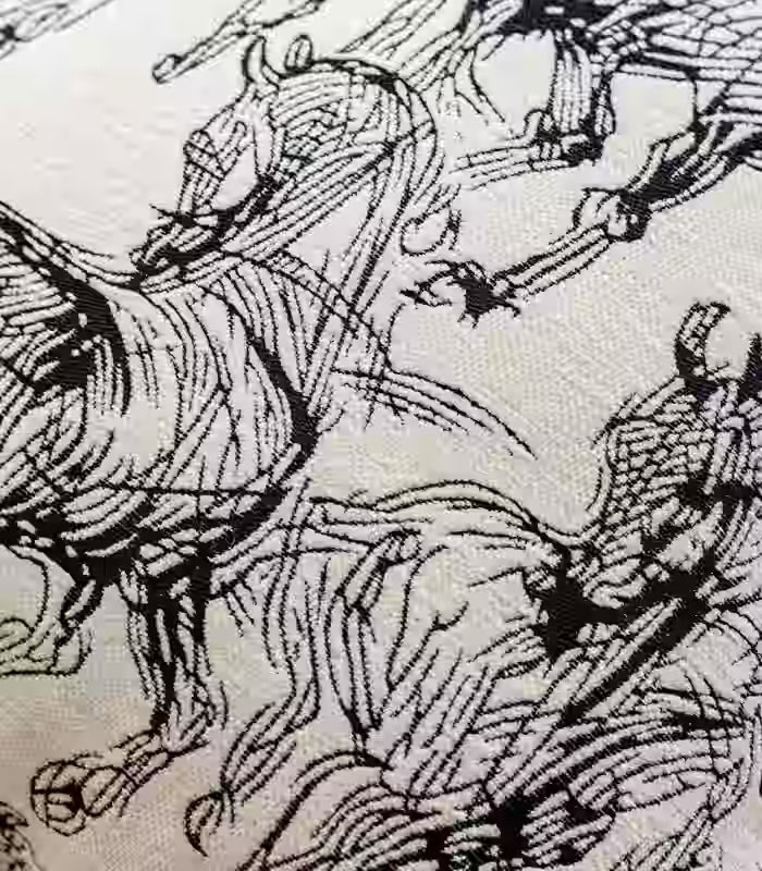 Equestrian Sketch Cushion Cover – Black and White Horse Study Jacquard Pillow Case 45x45 cm