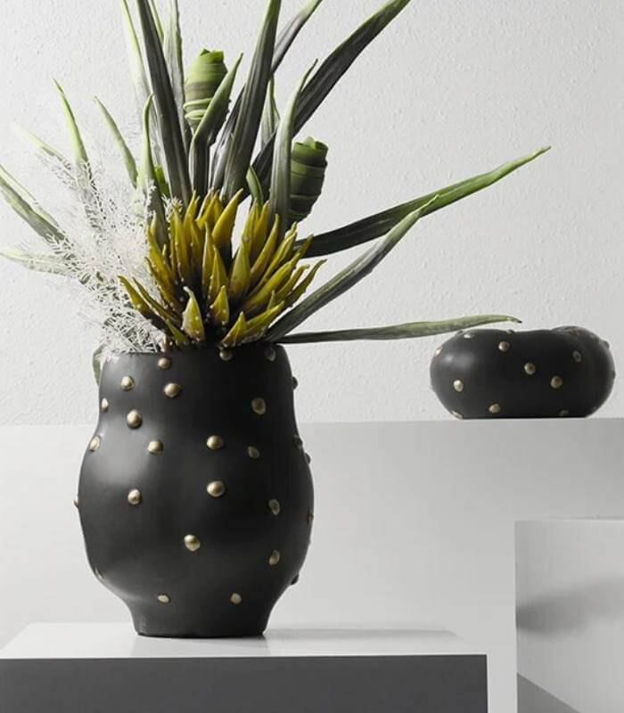 Decorative Table Vase Paola and Bowl Black & Gold