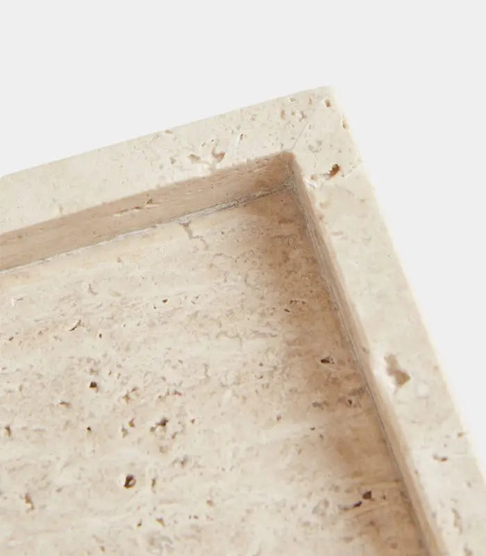 Travertine Stone Vanity Tray - Natural Decorative Tray for Bathroom, Kitchen, Living Room (2 Sizes)