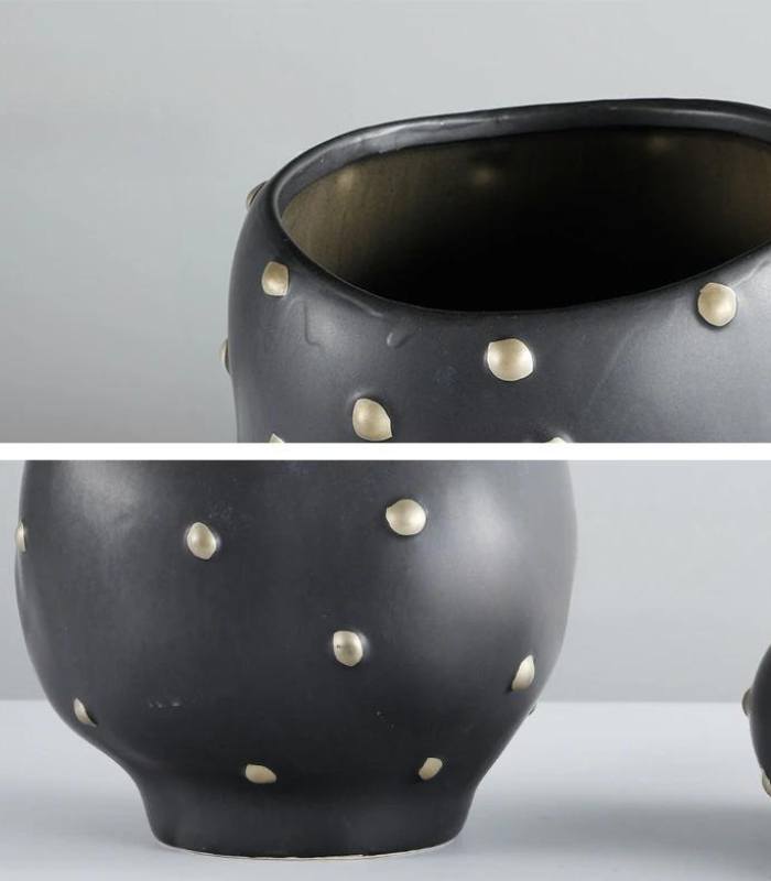 Decorative Table Vase Paola and Bowl Black & Gold