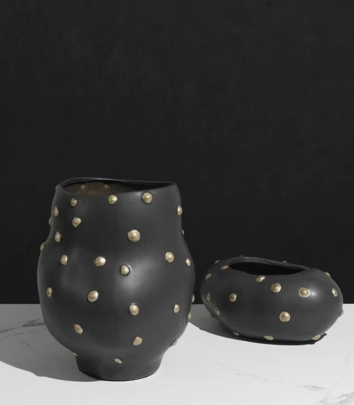 Decorative Table Vase Paola and Bowl Black & Gold