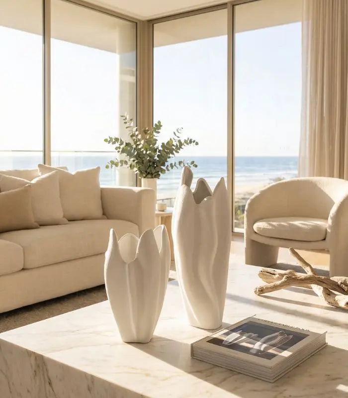 Blanc Ceramic Vase White Textured