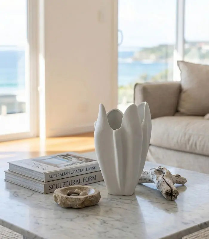 Blanc Ceramic Vase White Textured