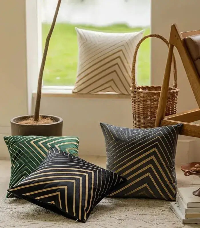 Paddy Velvet Cushion Cover with Gold Embroidery