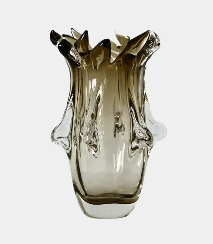 Smoke Wave Handblown Glass Vase – Organic Sculptural Design