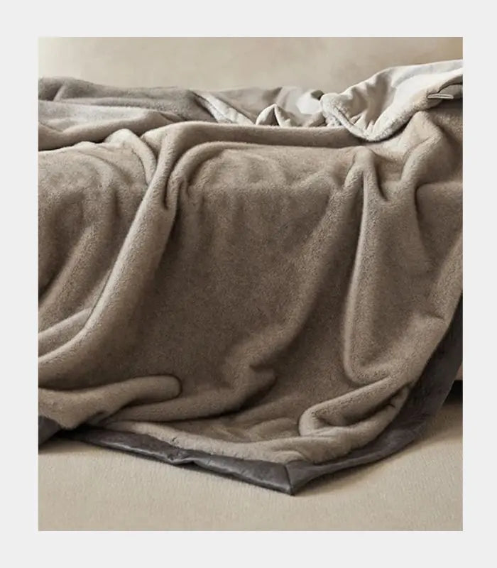 Double-Sided Faux Mink Faux Fur Throw Blanket Grey - Main Image