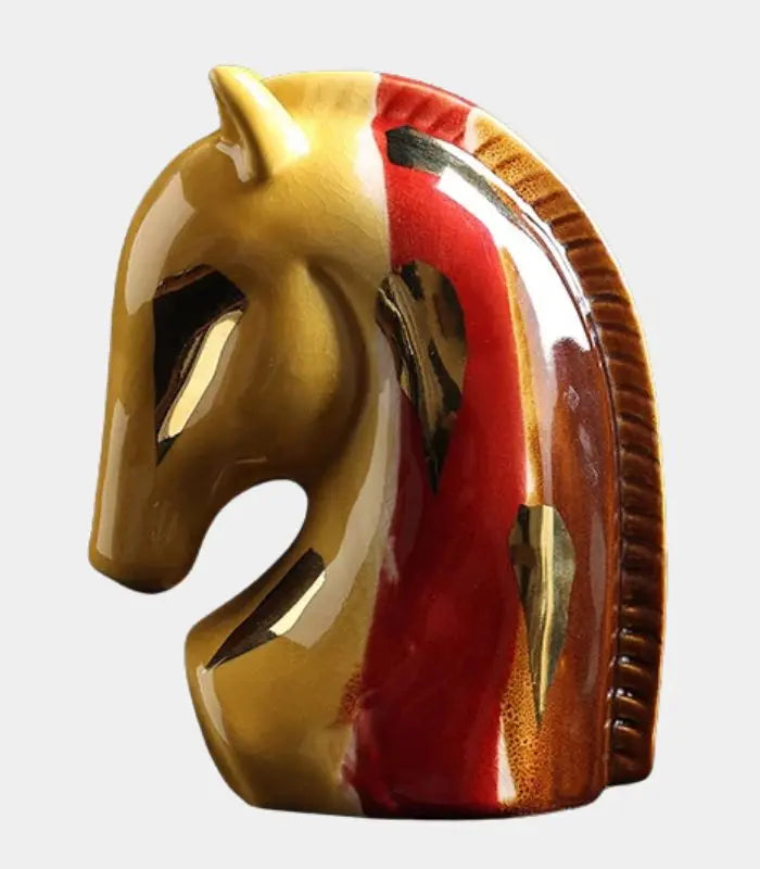 Elegant Porcelain Horse Bust Sculpture with Crackle Glaze – 17.5 cm