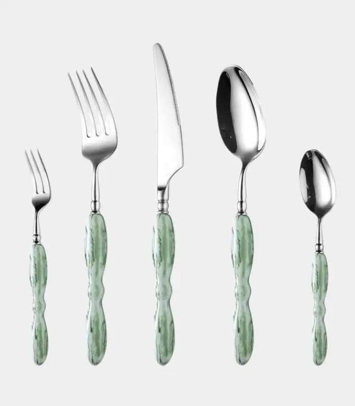 Sage Resin Cutlery Set – 18/10 Stainless Steel Flatware Collection