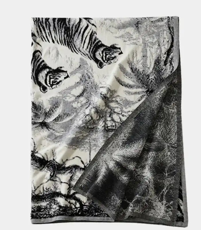 Jungle Expedition Monochrome Throw Blanket