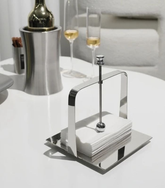 Napkin Holder in Mirror Polished Stainless Steel Sliver