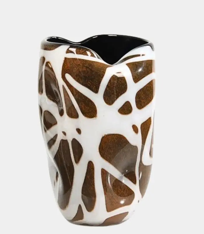 Kaelara Abstract Tortoiseshell Glass Vase – Handblown Artisan Design