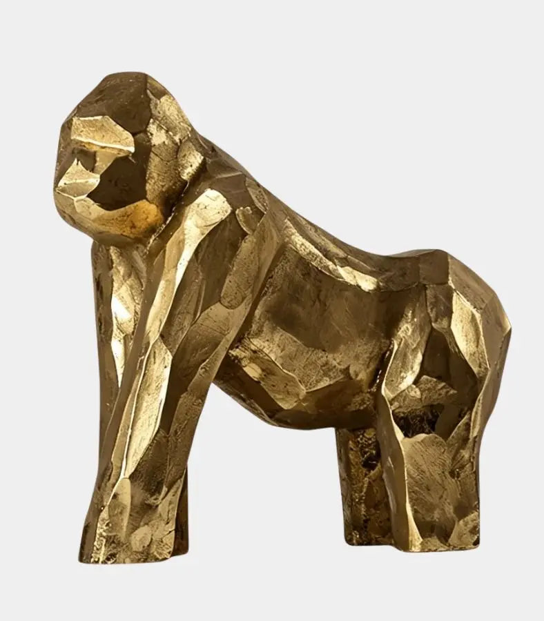 Castellan Gold Resin Gorilla Sculpture | Faceted Decorative Animal Figure 21 cm / 8.3 in