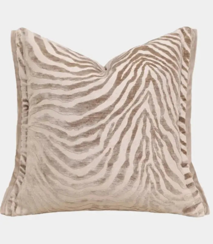 Savanna Zebra Jacquard Cushion Cover - Natural Beige Textured Accent 45 cm