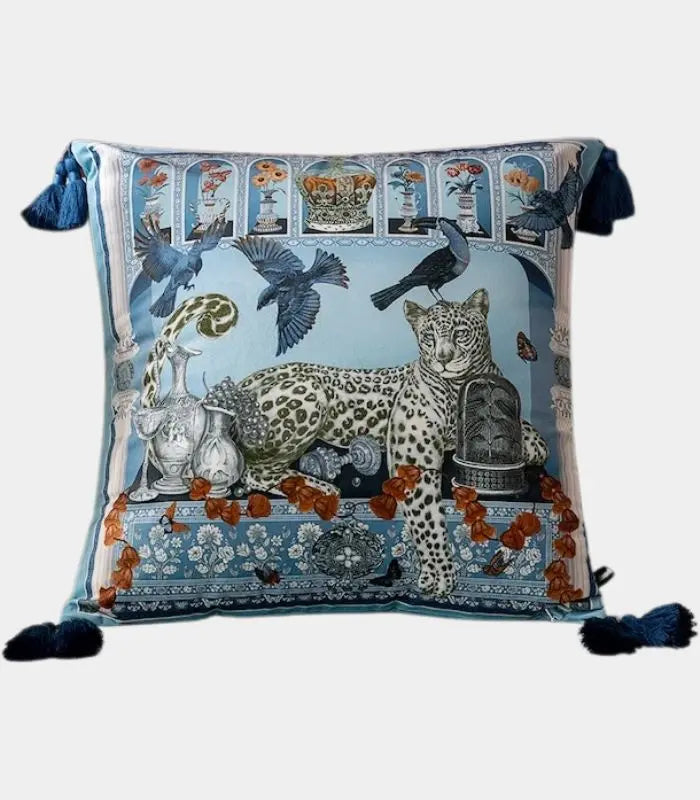Enchanted Garden Leopard Cushion Cover | Artisan Velvet Decorative Pillow
