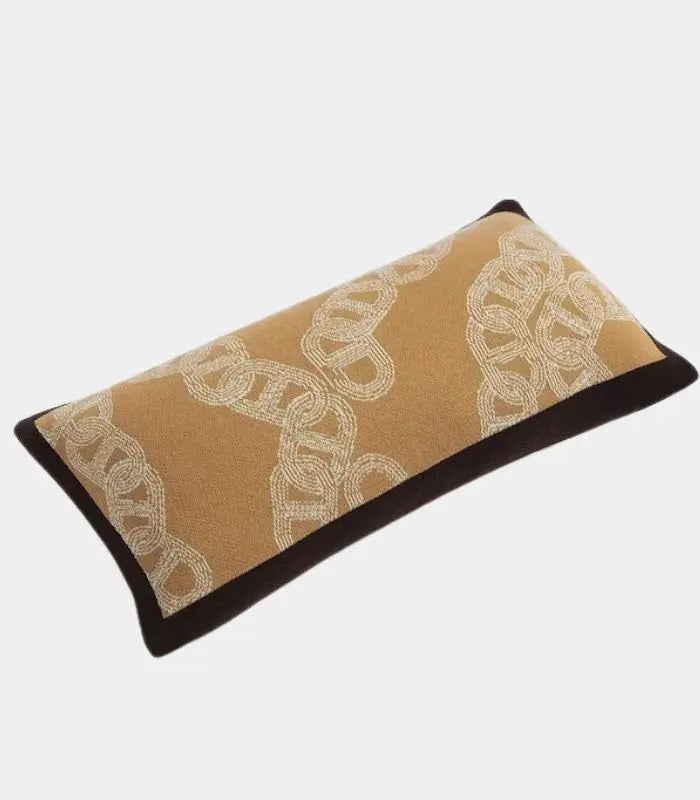 Aurelle Chain Link Throw Blanket & Lumbar Cushion | Ochre and Ivory Decorative Textiles