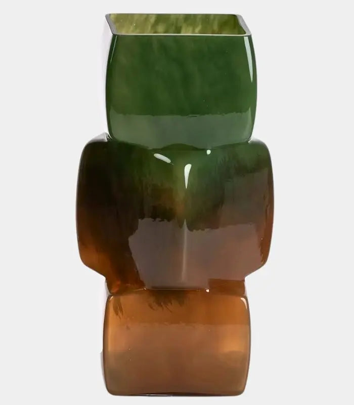 Handcrafted Stacked Glass Vase – Gradient Ombre Design 30 cm