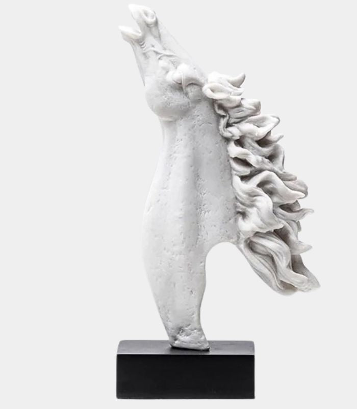 White Horse Head Sculpture – Equestrian Figurine Resin 31 cm Large