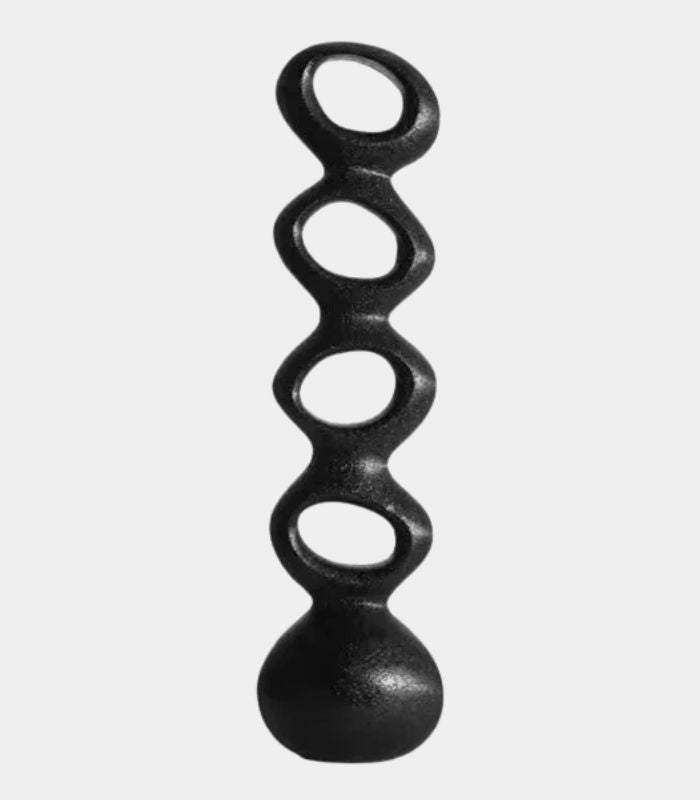 Abstract Organic Spiral Sculpture - Minimalist Black Decorative AccentResin 54 cm (21.26 in)