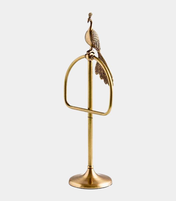 Regal Plume Towel Stand Vintage Style Ornate Bathroom Kitchen Accessory Brass 39 cm (15.55 in)