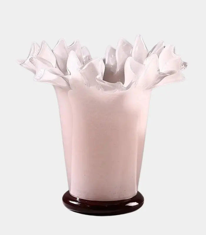Glass Petal Vase Handcrafted Floral Design Pink  22x24 cm (8.66 × 9.45 in)
