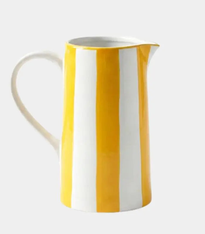 Righe Handcrafted Ceramic Pitcher Vase – Striped Hand-Painted Design