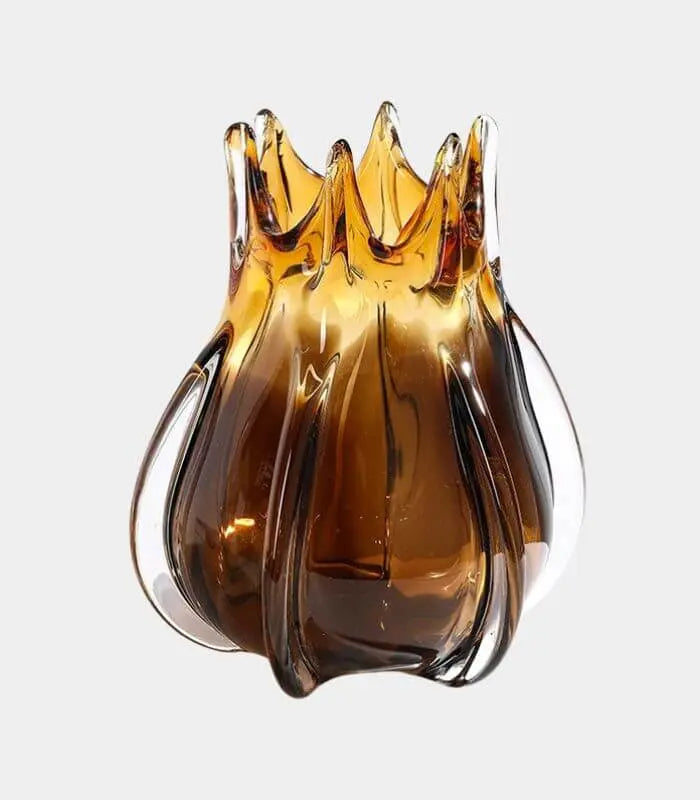 Amberwave Artisan Glass Vase – Handcrafted Petal Design