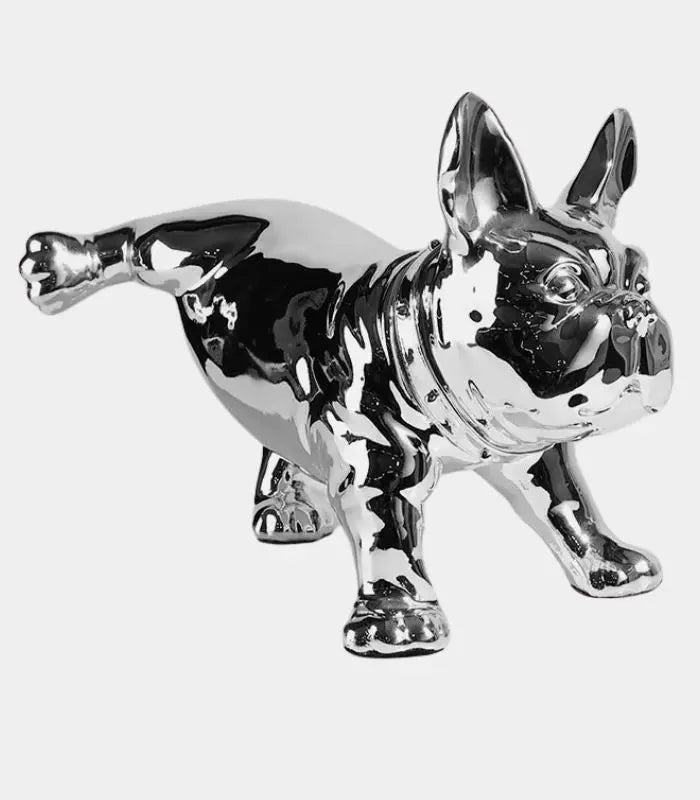 Silver French Bulldog Decorative Sculpture | Modern Home Accent Piece