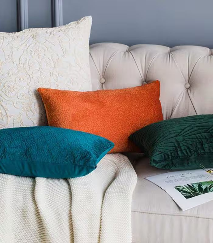 Cushion Cover Quilted Pillowcase Velour