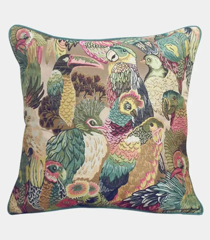 Aviary Dreams Cushion Cover Premium Woven Jacquard Polyester Velvet