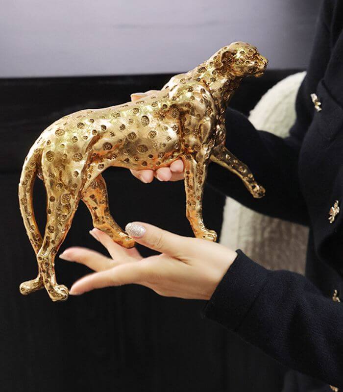 Golden Leopard Decorative Sculpture Resin 25 cm