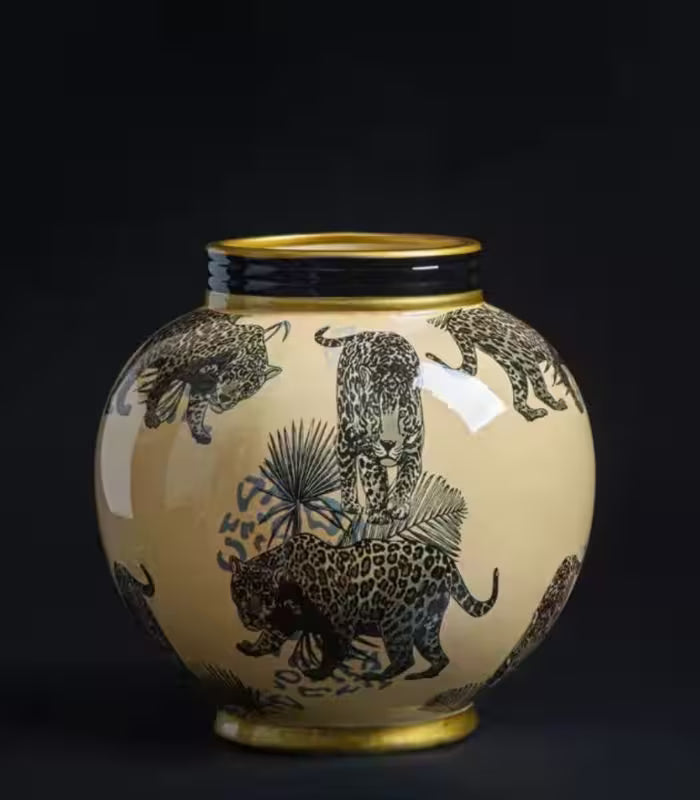 Handcrafted Porcelain Vase Safari Style 26 cm