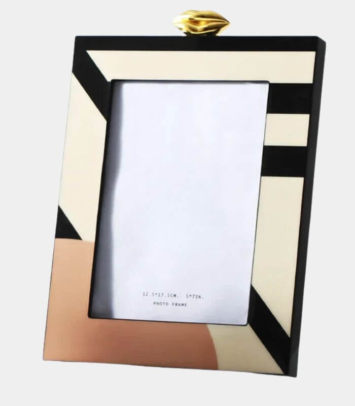 Geometric Photo Frame – Modern Art Deco Design in Two Sizes Wood