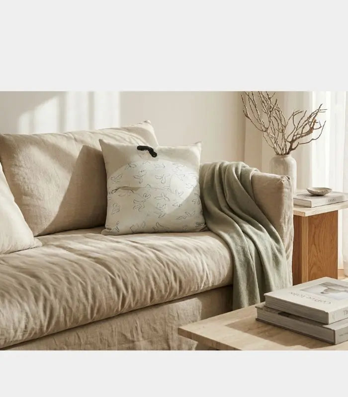 Art-Inspired Cushion Cover – Abstract Figure with Leaf Pattern