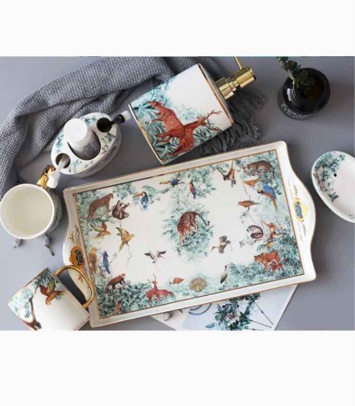 Bathroom Accessories Set Ceramic Bathroom Set Jungle Print
