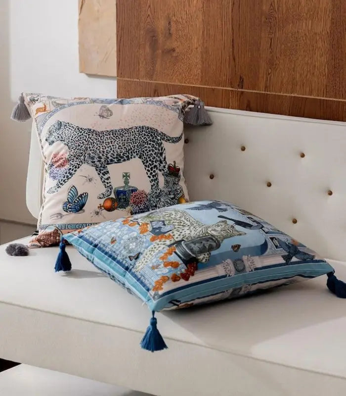 Enchanted Garden Leopard Cushion Cover | Artisan Velvet Decorative Pillow