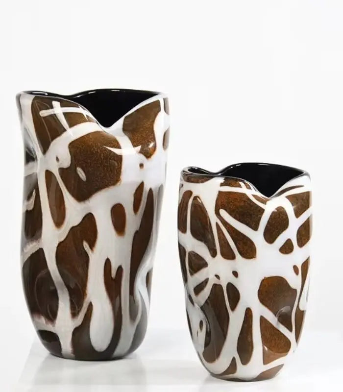 Kaelara Abstract Tortoiseshell Glass Vase – Handblown Artisan Design
