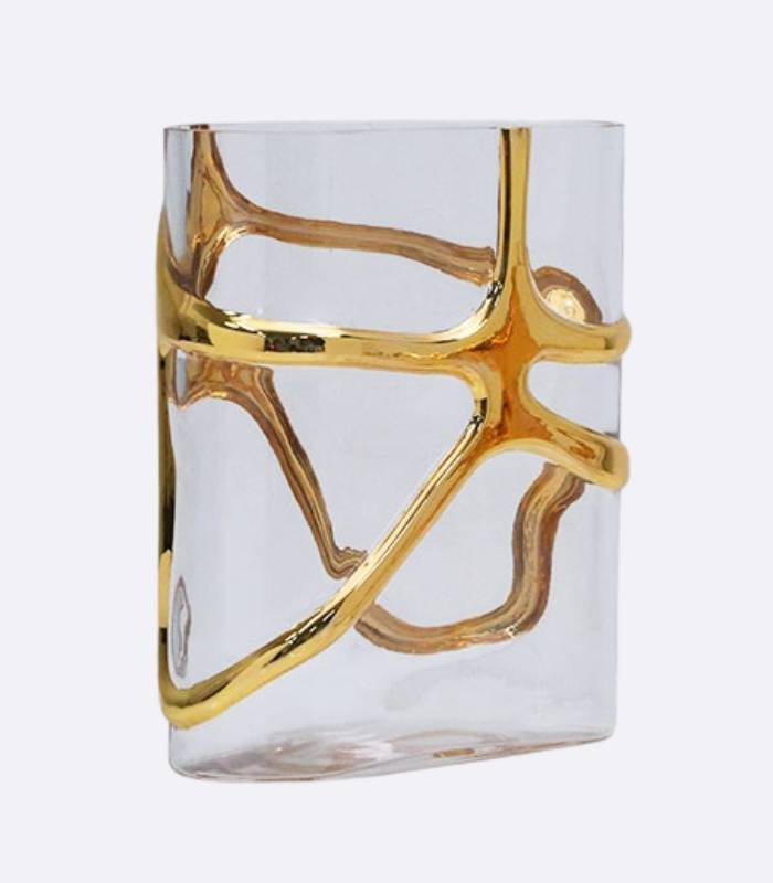 Elegant Gold Stem Glass Vase