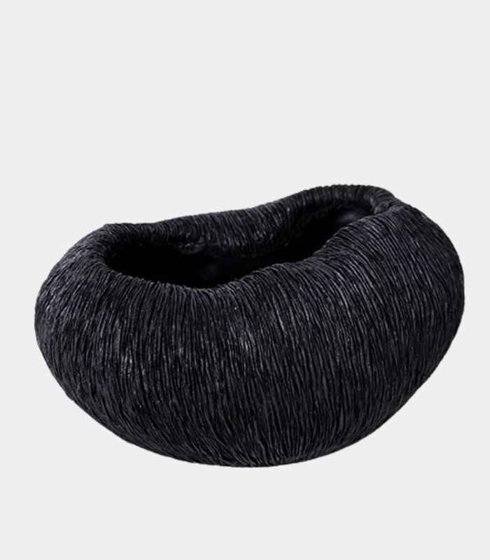 Coral Texture Decorative Resin Bowl - Black, 23 cm