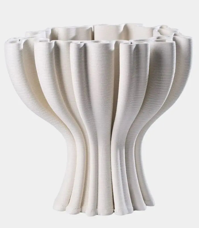 Mirabelle Ceramic Vase – Sculptural Fluted Design 26 cm (10.24 in) White