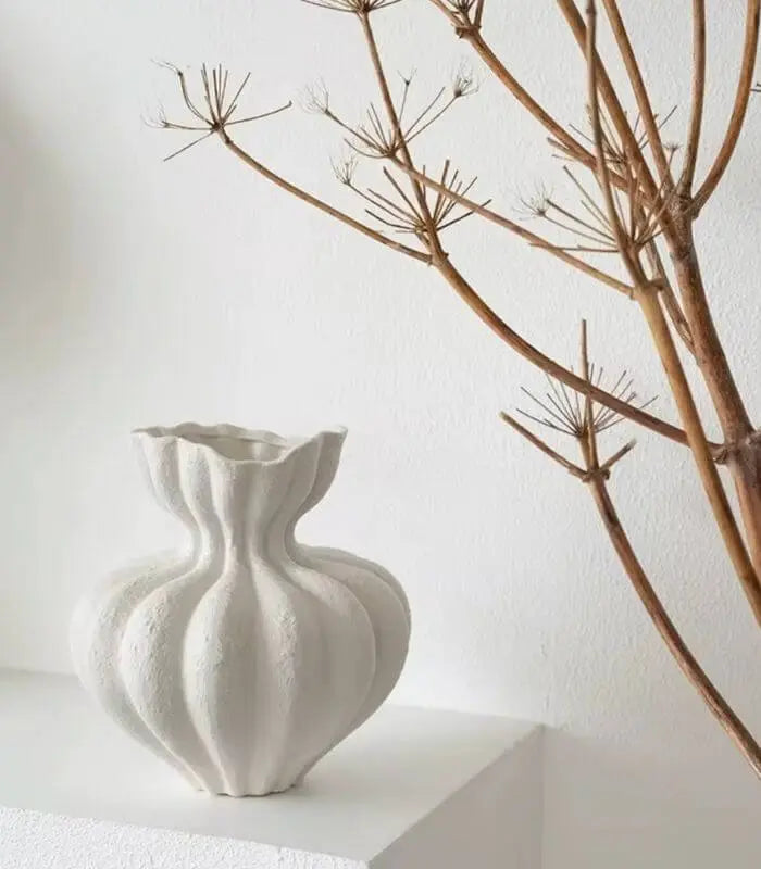 Delmara Tabletop Vase Large Textured White Ceramic