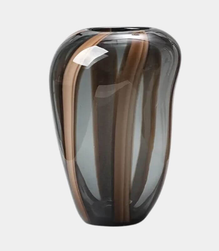 Brown Ribbon Glass Tabletop Vase – Handcrafted | 3 Sizes Available